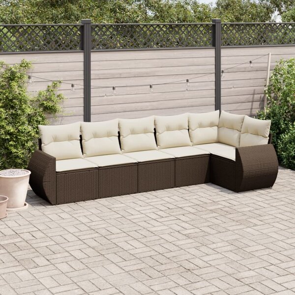VidaXL 6 részes barna polyrattan kerti ülőgarnitúra párnával