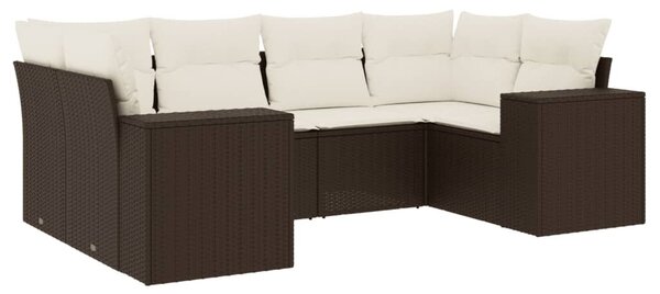 VidaXL 6 részes barna polyrattan kerti ülőgarnitúra párnával