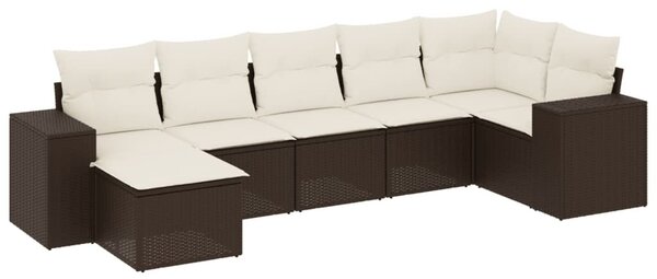 VidaXL 7 részes barna polyrattan kerti ülőgarnitúra párnákkal