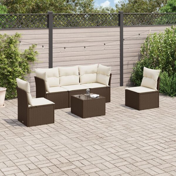 VidaXL 6 részes barna polyrattan kerti ülőgarnitúra párnával