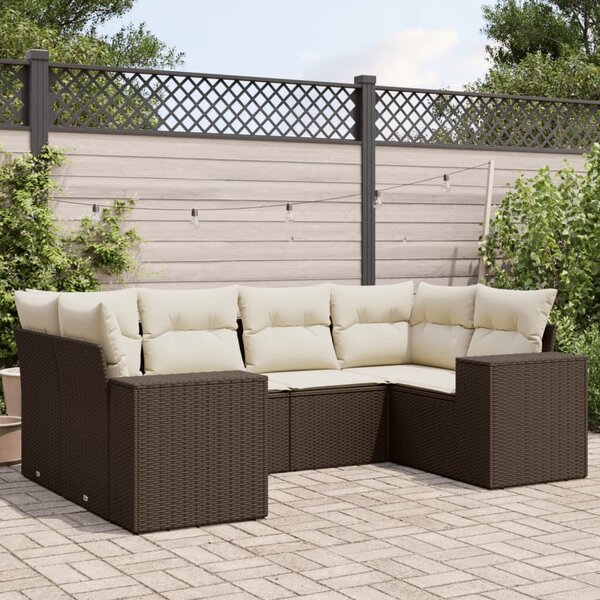 VidaXL 6 részes barna polyrattan kerti ülőgarnitúra párnával