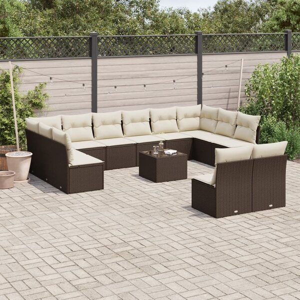 VidaXL 13 részes barna polyrattan kerti ülőgarnitúra párnákkal