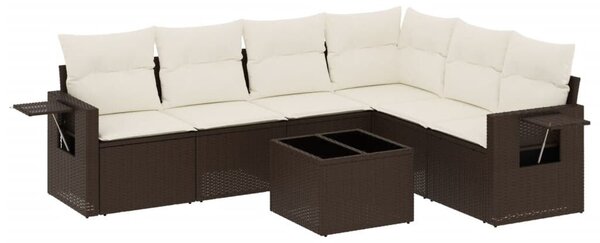 VidaXL 7 részes barna polyrattan kerti ülőgarnitúra párnákkal