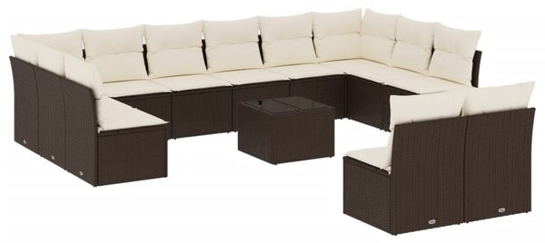 VidaXL 13 részes barna polyrattan kerti ülőgarnitúra párnákkal