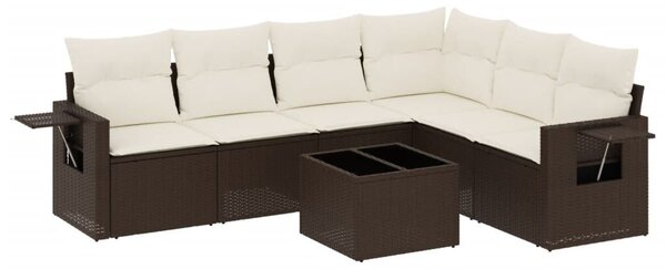 VidaXL 7 részes barna polyrattan kerti ülőgarnitúra párnákkal