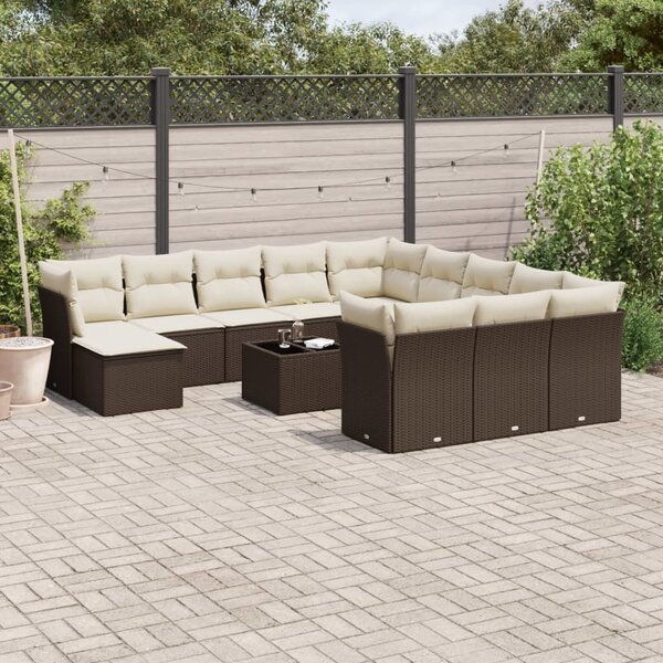 VidaXL 13 részes barna polyrattan kerti ülőgarnitúra párnákkal