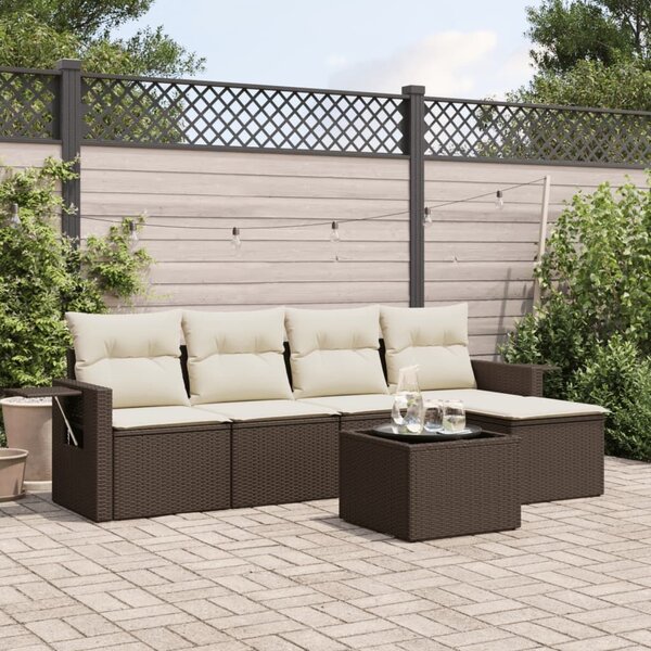 VidaXL 6 részes barna polyrattan kerti ülőgarnitúra párnával