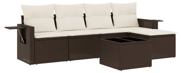 VidaXL 6 részes barna polyrattan kerti ülőgarnitúra párnával