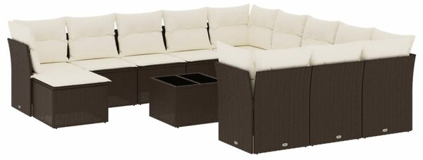 VidaXL 13 részes barna polyrattan kerti ülőgarnitúra párnákkal