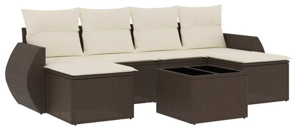 VidaXL 7 részes barna polyrattan kerti ülőgarnitúra párnákkal