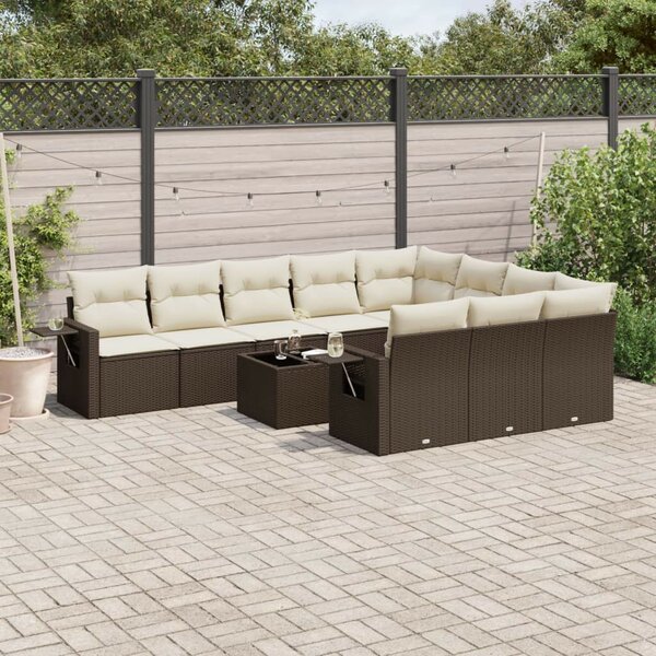 VidaXL 11 részes barna polyrattan kerti ülőgarnitúra párnákkal
