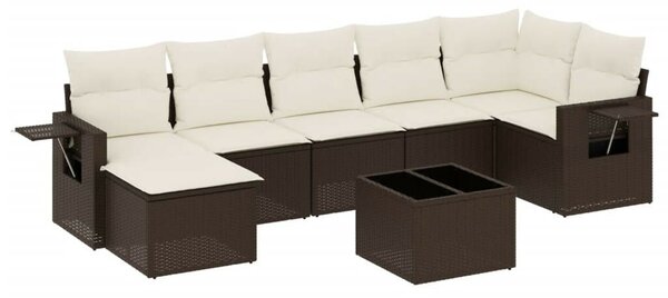 VidaXL 8 részes barna polyrattan kerti ülőgarnitúra párnákkal