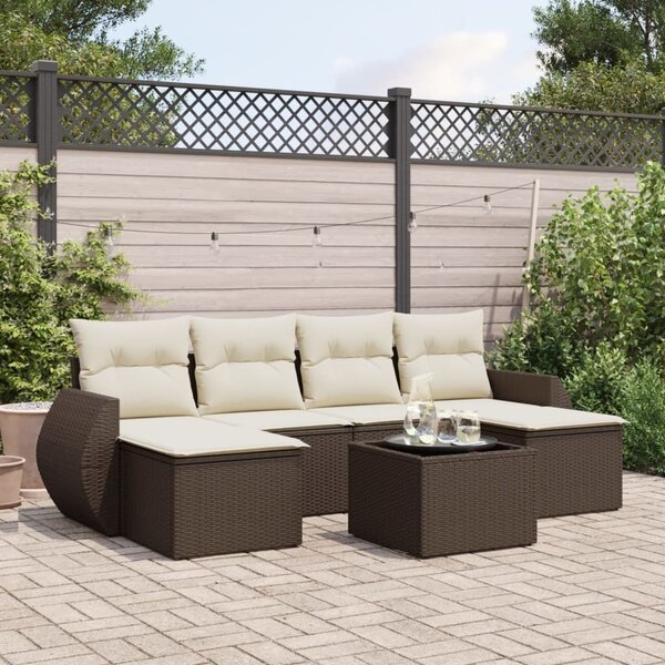 VidaXL 7 részes barna polyrattan kerti ülőgarnitúra párnákkal