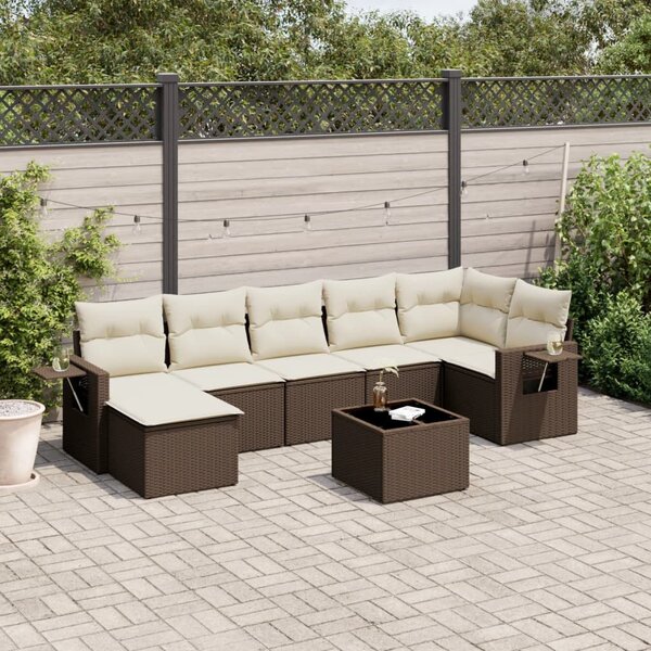 VidaXL 8 részes barna polyrattan kerti ülőgarnitúra párnákkal