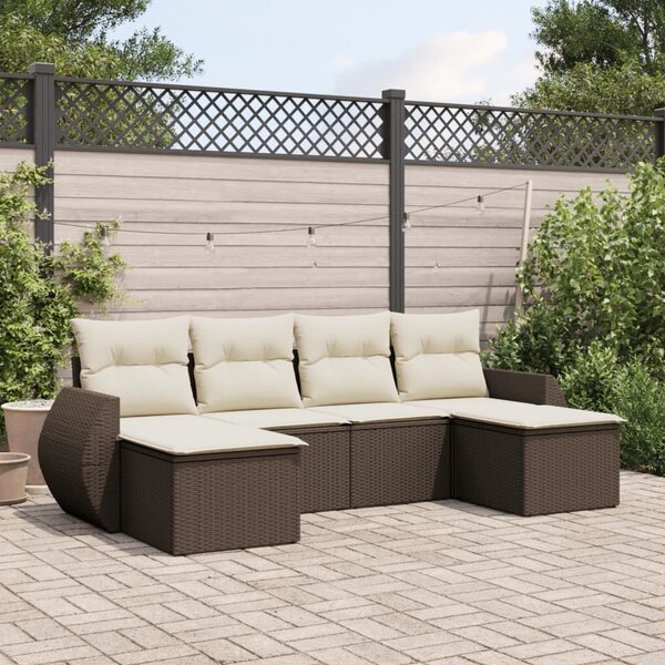 VidaXL 6 részes barna polyrattan kerti ülőgarnitúra párnával