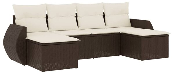 VidaXL 6 részes barna polyrattan kerti ülőgarnitúra párnával