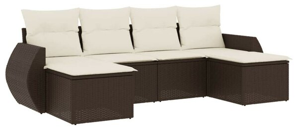 VidaXL 6 részes barna polyrattan kerti ülőgarnitúra párnával