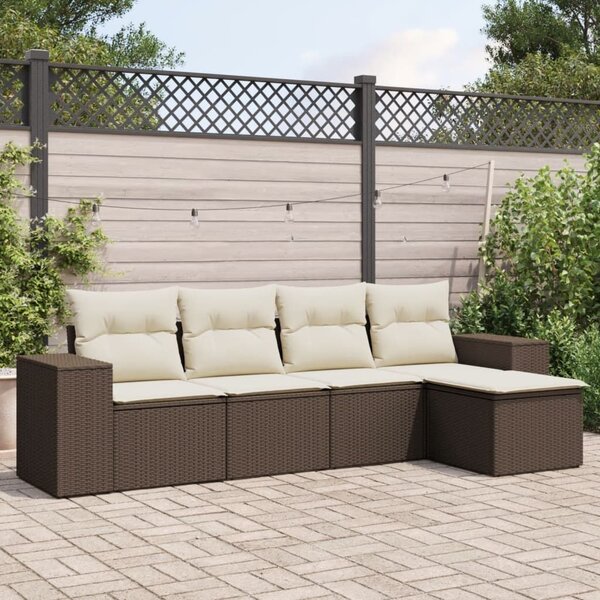 VidaXL 5 részes barna polyrattan kerti ülőgarnitúra párnával