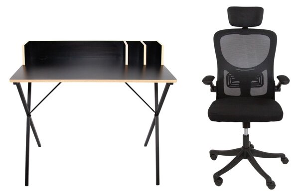 Íróasztalgarnitúra Luna Black + szék APA PRO Black