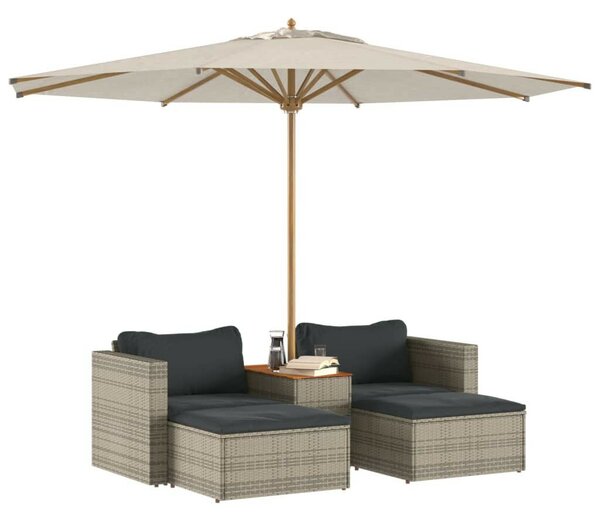 VidaXL 5 részes szürke polyrattan akácfa kerti ülőgarnitúra párnákkal
