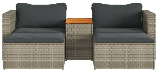 VidaXL 5 részes szürke polyrattan akácfa kerti ülőgarnitúra párnákkal
