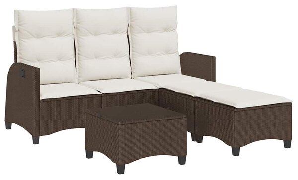 VidaXL 3 részes barna polyrattan kerti ülőgarnitúra párnával L-alakú