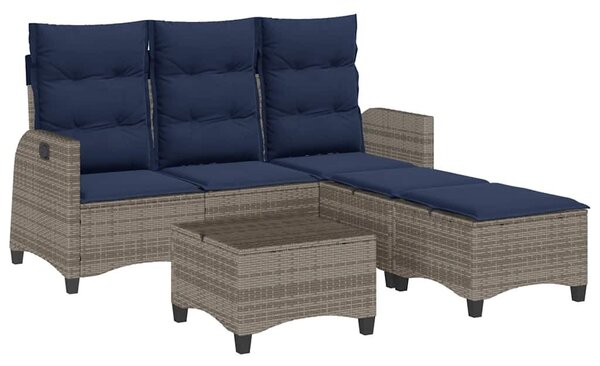 VidaXL 3 részes szürke polyrattan kerti ülőgarnitúra párnákkal L-alakú