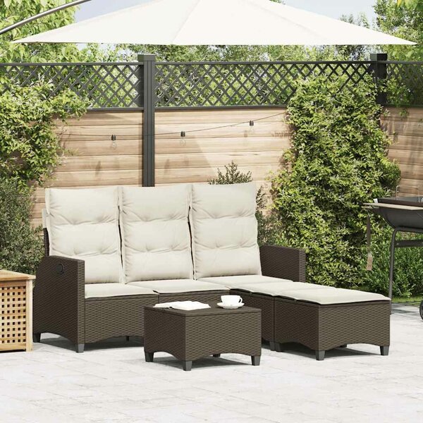 VidaXL 3 részes barna polyrattan kerti ülőgarnitúra párnával L-alakú