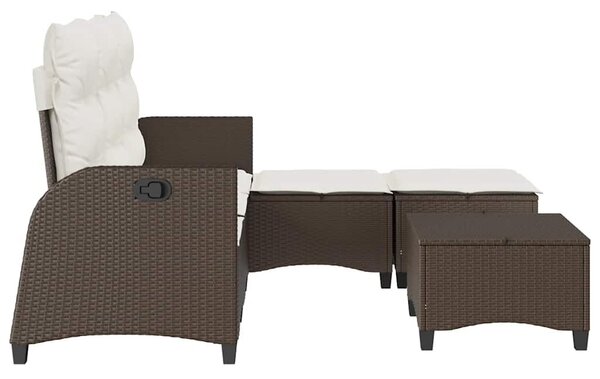 VidaXL 3 részes barna polyrattan kerti ülőgarnitúra párnával L-alakú