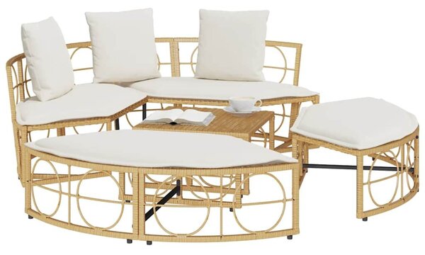 VidaXL polyrattan kültéri napozóágy baldachin nélkül