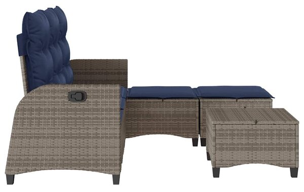 VidaXL 3 részes szürke polyrattan kerti ülőgarnitúra párnákkal L-alakú