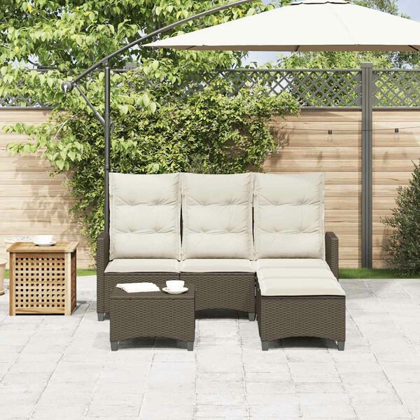 VidaXL 3 részes barna polyrattan kerti ülőgarnitúra párnával L-alakú