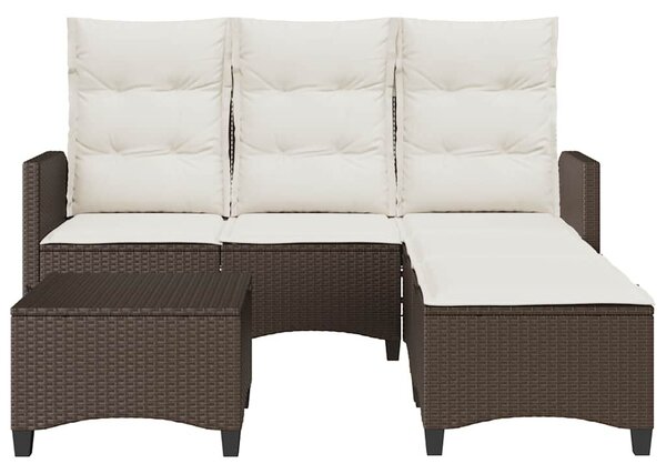 VidaXL 3 részes barna polyrattan kerti ülőgarnitúra párnával L-alakú