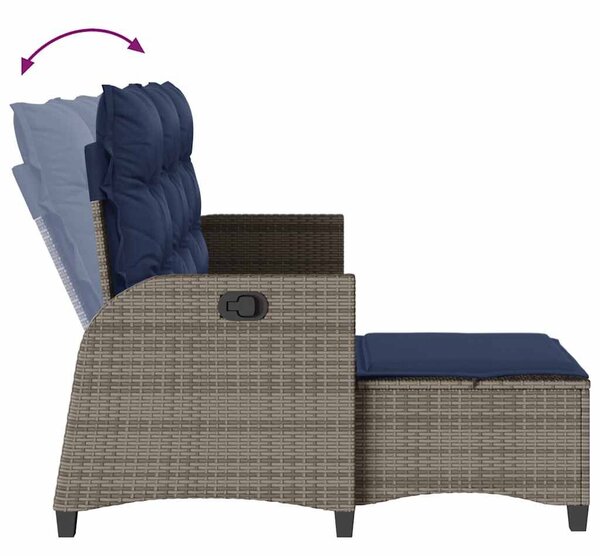 VidaXL 3 részes szürke polyrattan kerti ülőgarnitúra párnákkal L-alakú