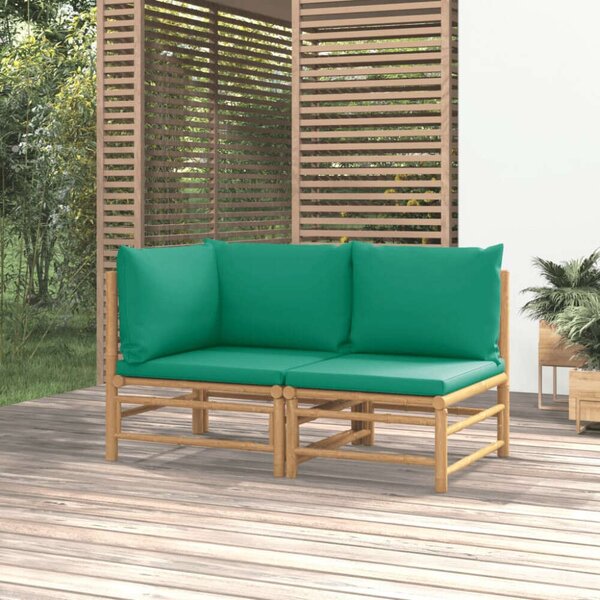 VidaXL 2 részes bambusz kerti ülőgarnitúra zöld párnákkal