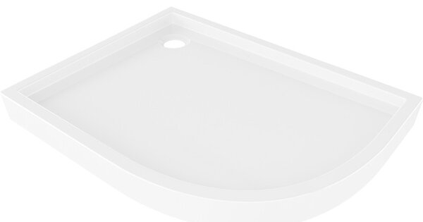 Mexen Flow+ aszimmetrikus félköríves bal oldali zuhanytálca 90 x 80 cm, fehér fényes - 46Q108090LH