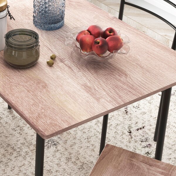 HOMCOM 5 darabos szett téglalap alakú konyhaasztallal és 4 modern székkel, MDF-ből és acélból, 110x70x75 cm, barna