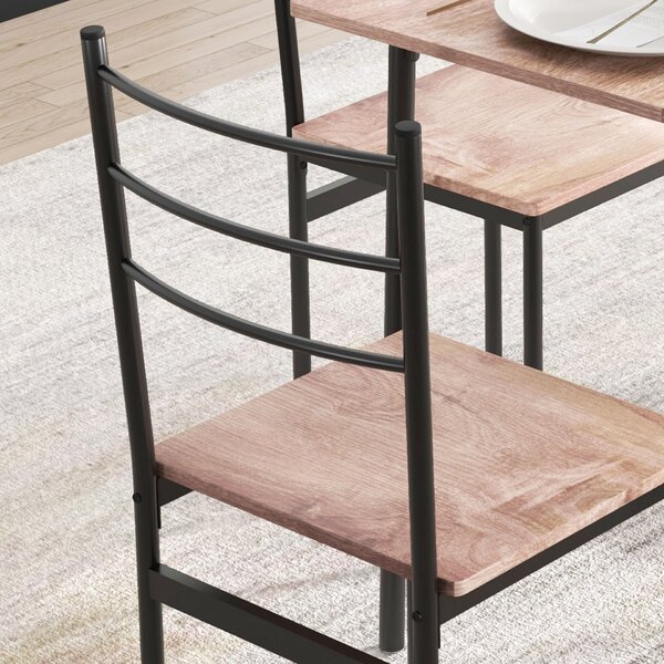 HOMCOM 5 darabos szett téglalap alakú konyhaasztallal és 4 modern székkel, MDF-ből és acélból, 110x70x75 cm, barna