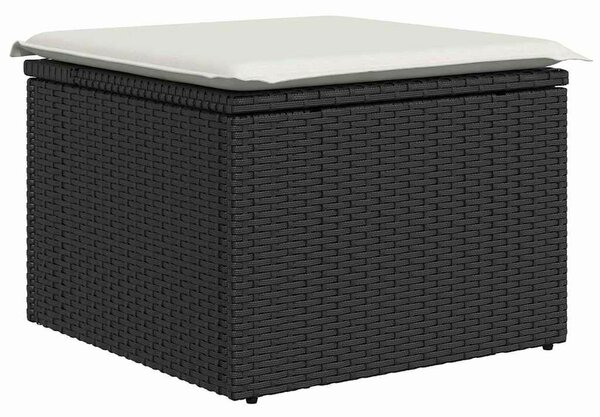 VidaXL Fekete Poli Rattan Moduláris Kerti Szófa Szett Párnákkal