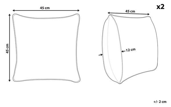 2 db díszpárna HAZRO Pamut 45 x 45 cm Fekete Geometrikus mintás