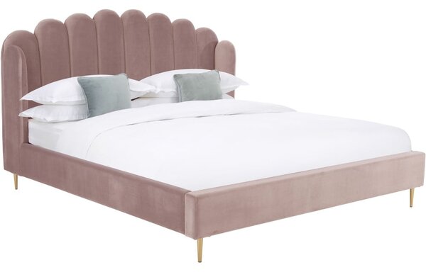 Glamour rózsaszín kárpitozott ágy bársony borítással, 180 x 200 cm - Westwing Collection