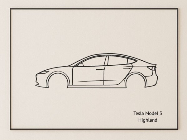 Tesla Model 3 Highland faldekoráció