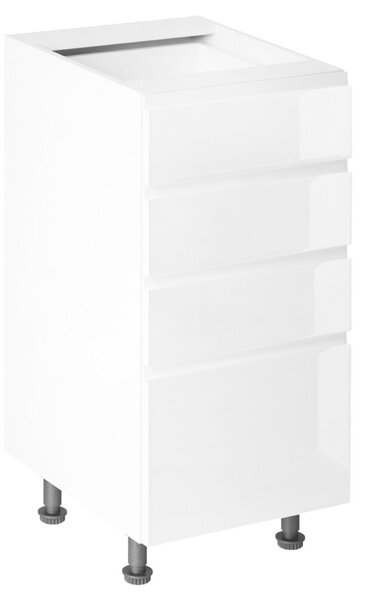 Alsószekrény, fehér/fehér extra magasfényű HG, AURORA D40S4