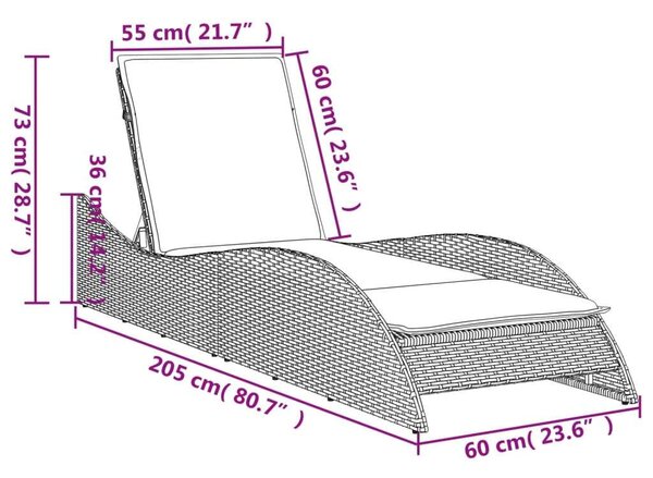 VidaXL Napozóágy - Polyrattan - Bézs - 205 cm