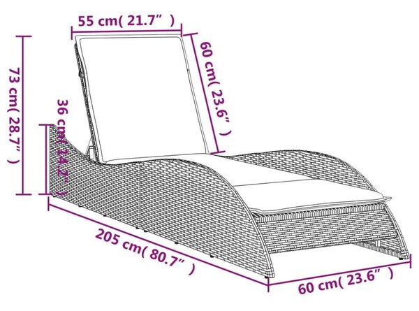 VidaXL Napozóágy - Polyrattan - Bézs - 205cm
