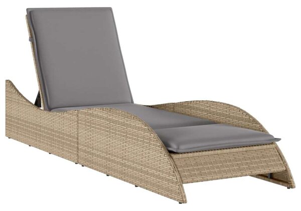 VidaXL Napozóágy - Polyrattan - Bézs - 205 cm