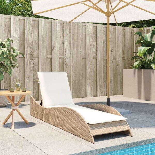 VidaXL Napozóágy - Polyrattan - Bézs - 205cm