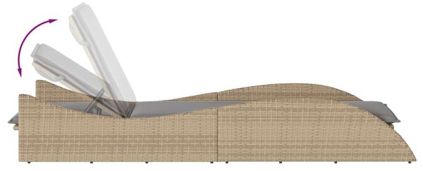 VidaXL Napozóágy - Polyrattan - Bézs - 205 cm