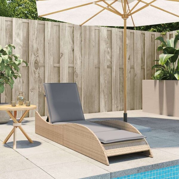 VidaXL Napozóágy - Polyrattan - Bézs - 205 cm