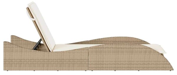 VidaXL Napozóágy - Polyrattan - Bézs - 205cm